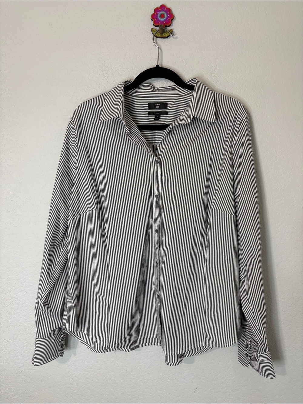 J Crew Curve Striped Button Down Cotton Shirt  Curvy 18